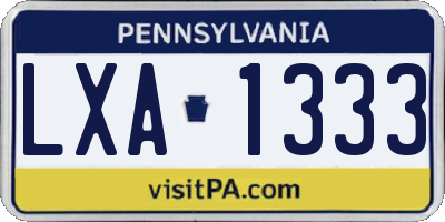 PA license plate LXA1333