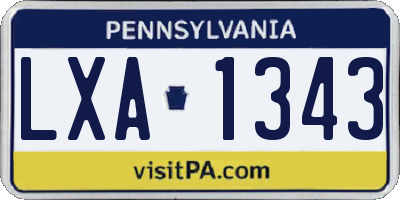 PA license plate LXA1343
