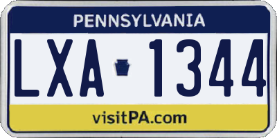 PA license plate LXA1344