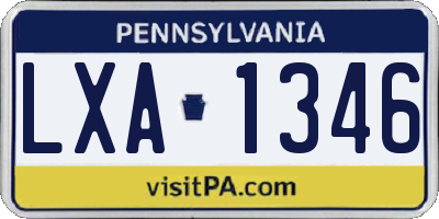 PA license plate LXA1346