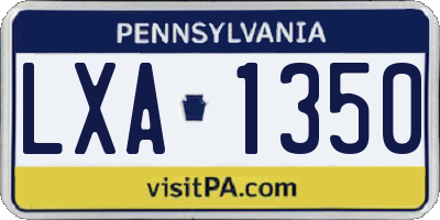 PA license plate LXA1350