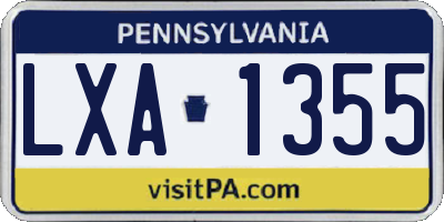 PA license plate LXA1355