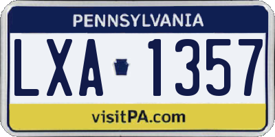 PA license plate LXA1357