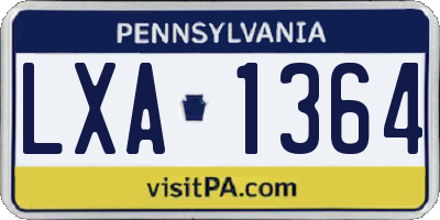 PA license plate LXA1364
