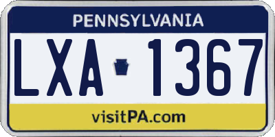 PA license plate LXA1367