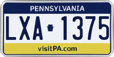 PA license plate LXA1375