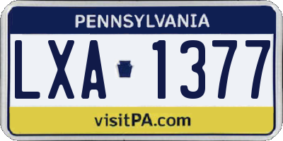 PA license plate LXA1377