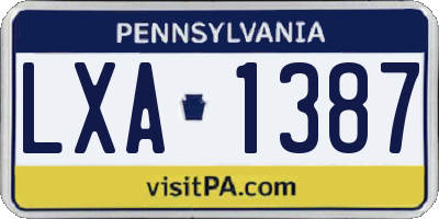 PA license plate LXA1387