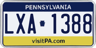 PA license plate LXA1388