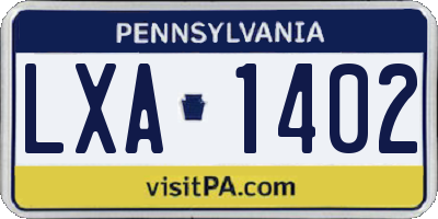 PA license plate LXA1402