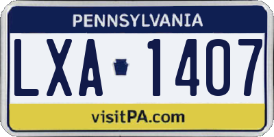 PA license plate LXA1407