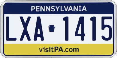 PA license plate LXA1415