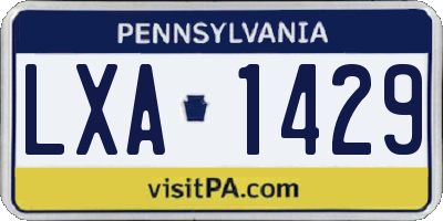 PA license plate LXA1429