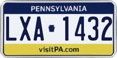 PA license plate LXA1432