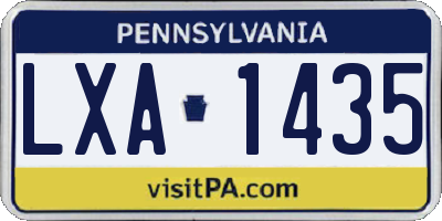 PA license plate LXA1435