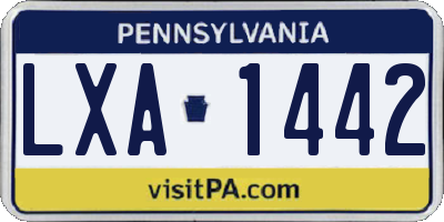 PA license plate LXA1442