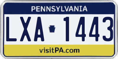 PA license plate LXA1443
