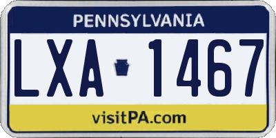 PA license plate LXA1467