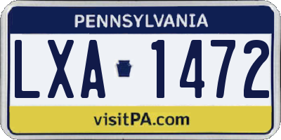 PA license plate LXA1472