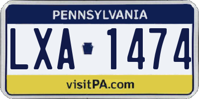 PA license plate LXA1474