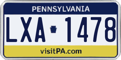 PA license plate LXA1478