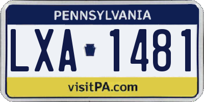 PA license plate LXA1481