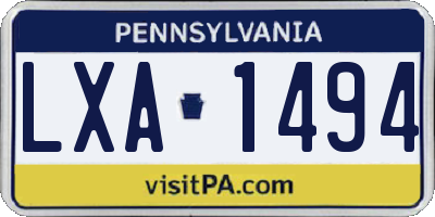 PA license plate LXA1494
