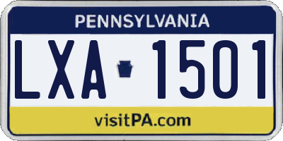 PA license plate LXA1501