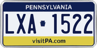 PA license plate LXA1522