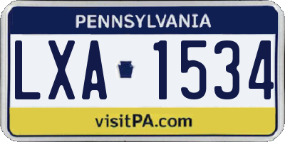 PA license plate LXA1534