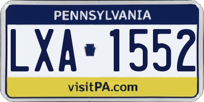 PA license plate LXA1552
