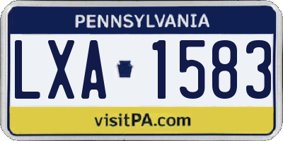 PA license plate LXA1583