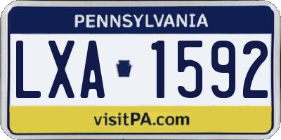PA license plate LXA1592