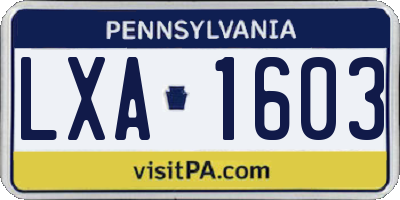 PA license plate LXA1603