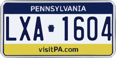 PA license plate LXA1604