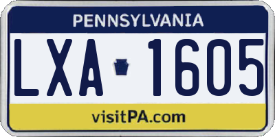 PA license plate LXA1605