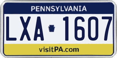 PA license plate LXA1607