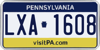 PA license plate LXA1608