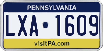 PA license plate LXA1609