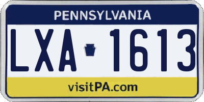 PA license plate LXA1613