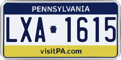 PA license plate LXA1615