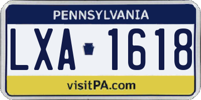 PA license plate LXA1618