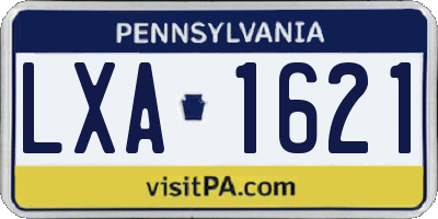 PA license plate LXA1621