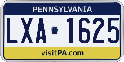PA license plate LXA1625