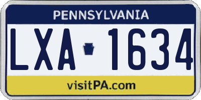 PA license plate LXA1634