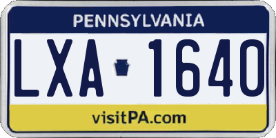 PA license plate LXA1640