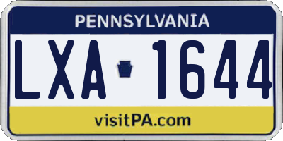 PA license plate LXA1644