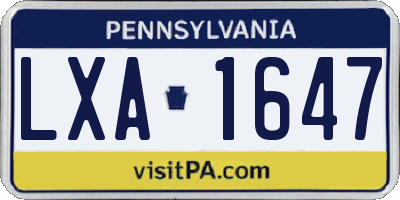 PA license plate LXA1647