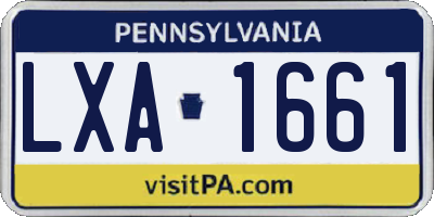 PA license plate LXA1661