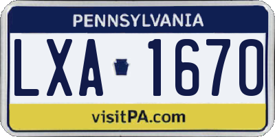 PA license plate LXA1670